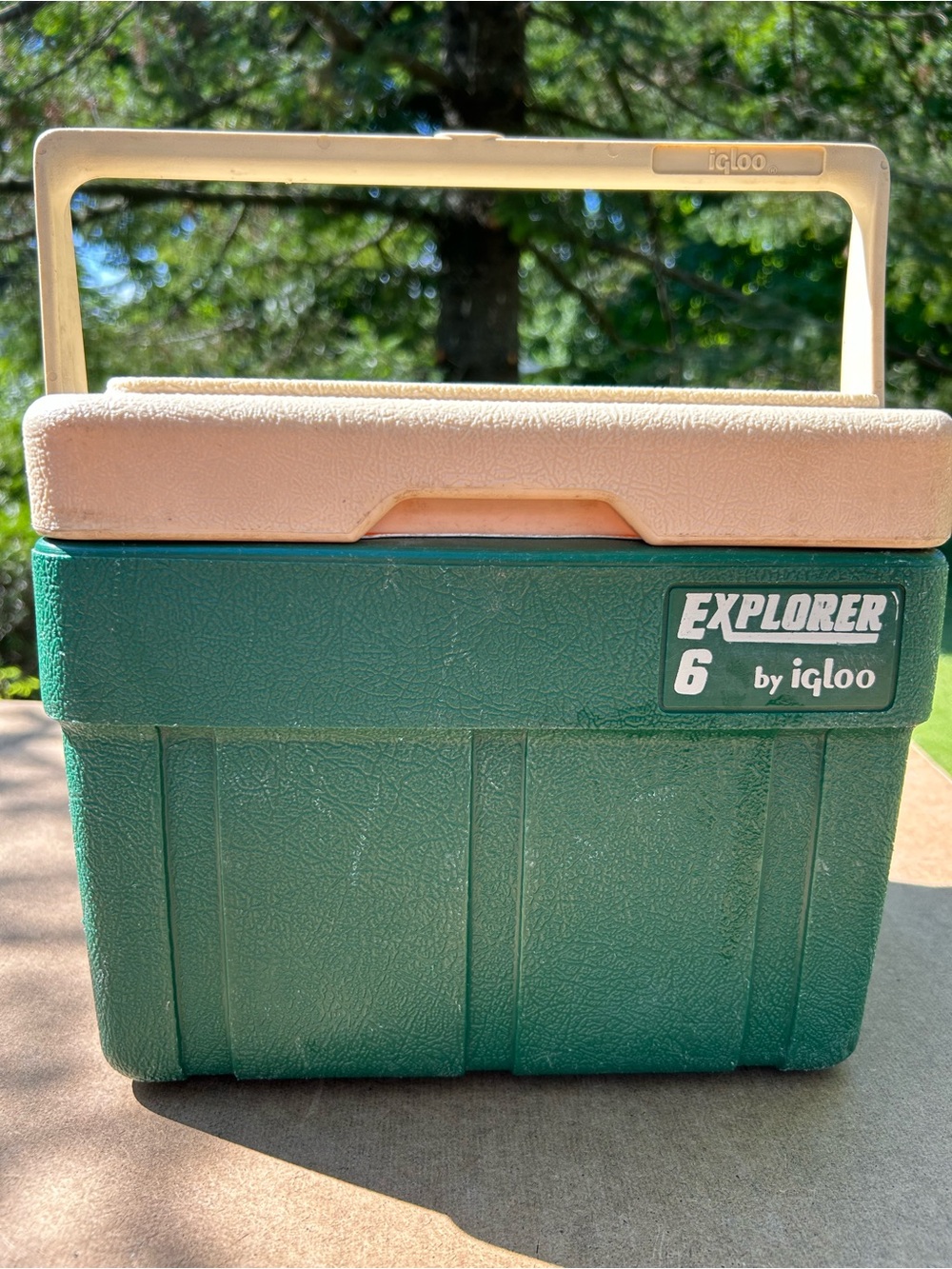 Vintage Cooler Igloo Explorer 6 Green Tan Small Camping Beach